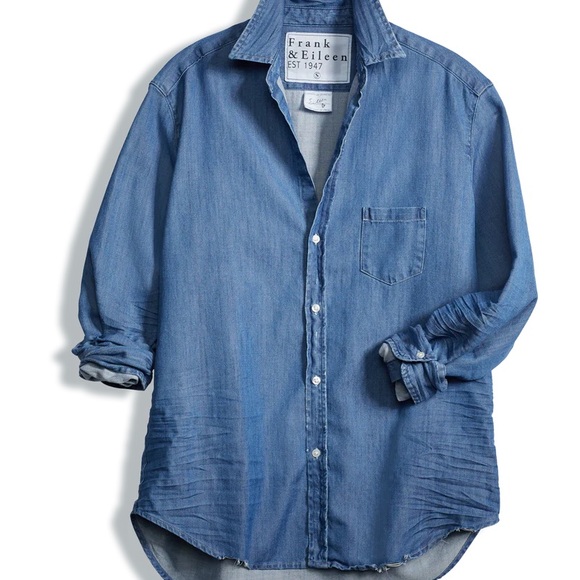 EILEEN Vintage Stonewashed Wash Denim Relaxed Button-Up Shirt Large. - Picture 9 of 14